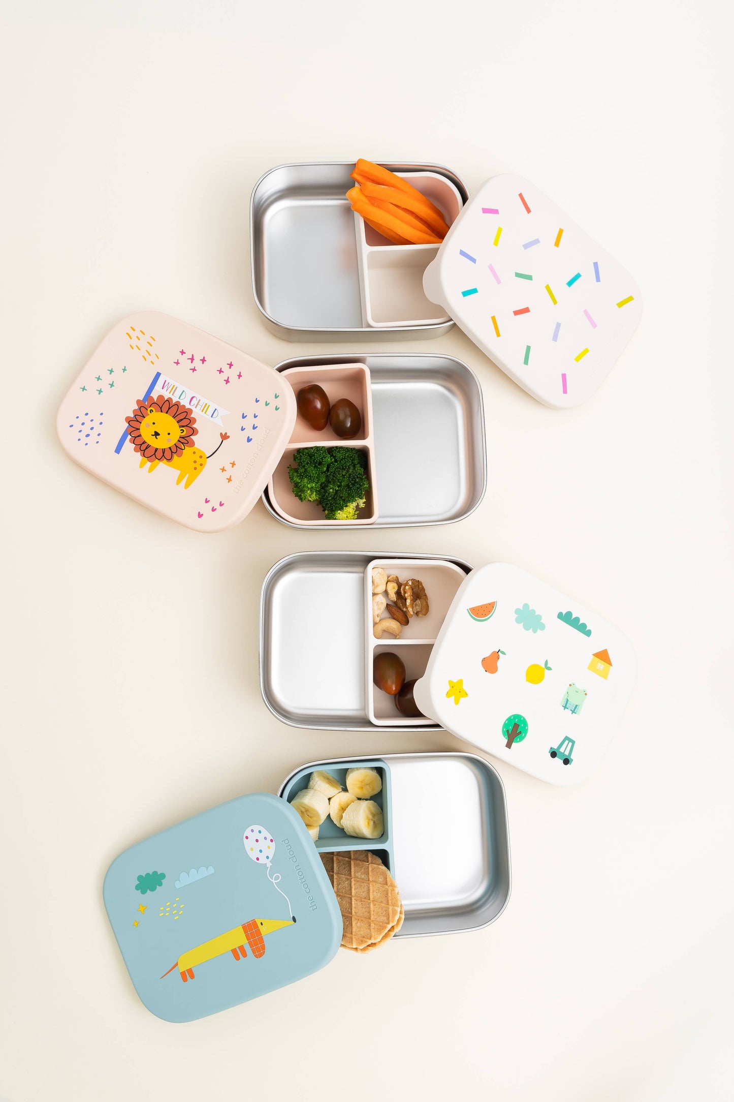 ROESTVRIJSTALEN LUNCHBOX met vakken voor KINDEREN Fruity