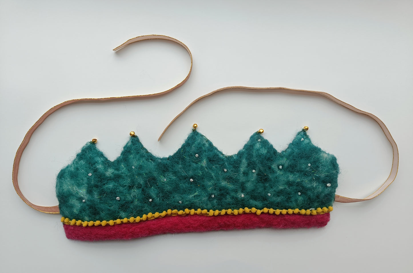 Waldorfkroon uit vilt - donker groen