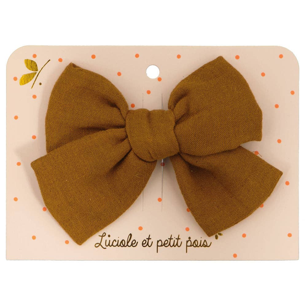 Princess hair clip with large bow - Mustard double mesh