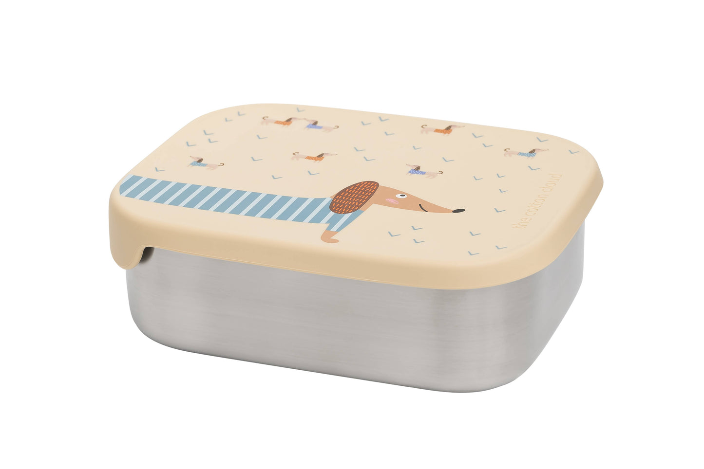 ROESTVRIJSTALEN LUNCHBOX met vakken voor KINDEREN Teckel