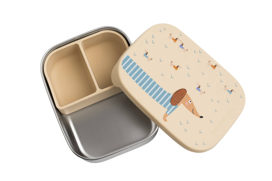 ROESTVRIJSTALEN LUNCHBOX met vakken voor KINDEREN Teckel