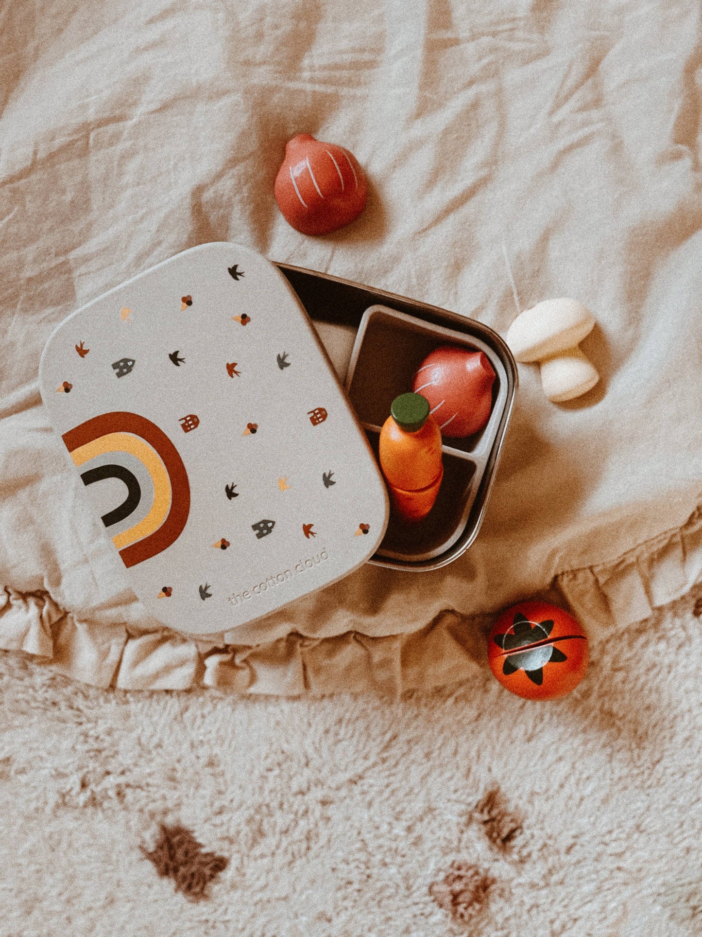ROESTVRIJSTALEN LUNCHBOX met vakken voor KINDEREN Rainbow