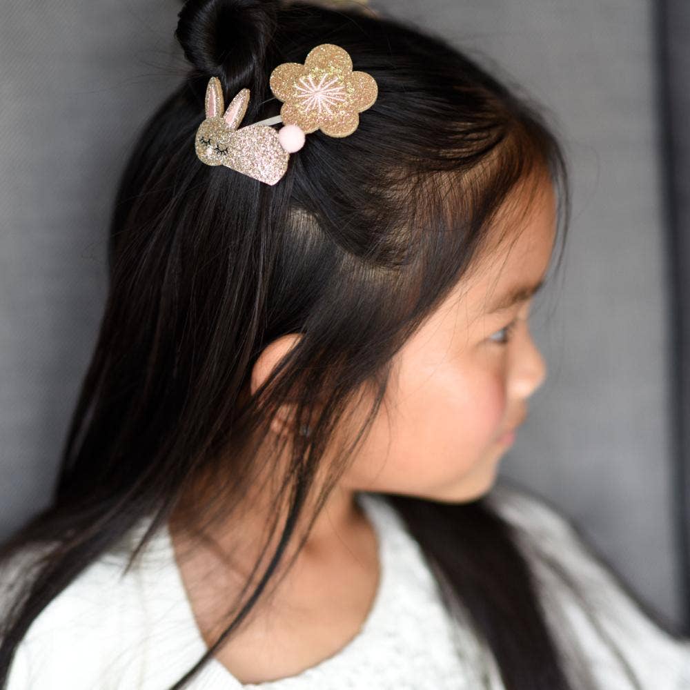 Haarclip konijn - Gold glitter