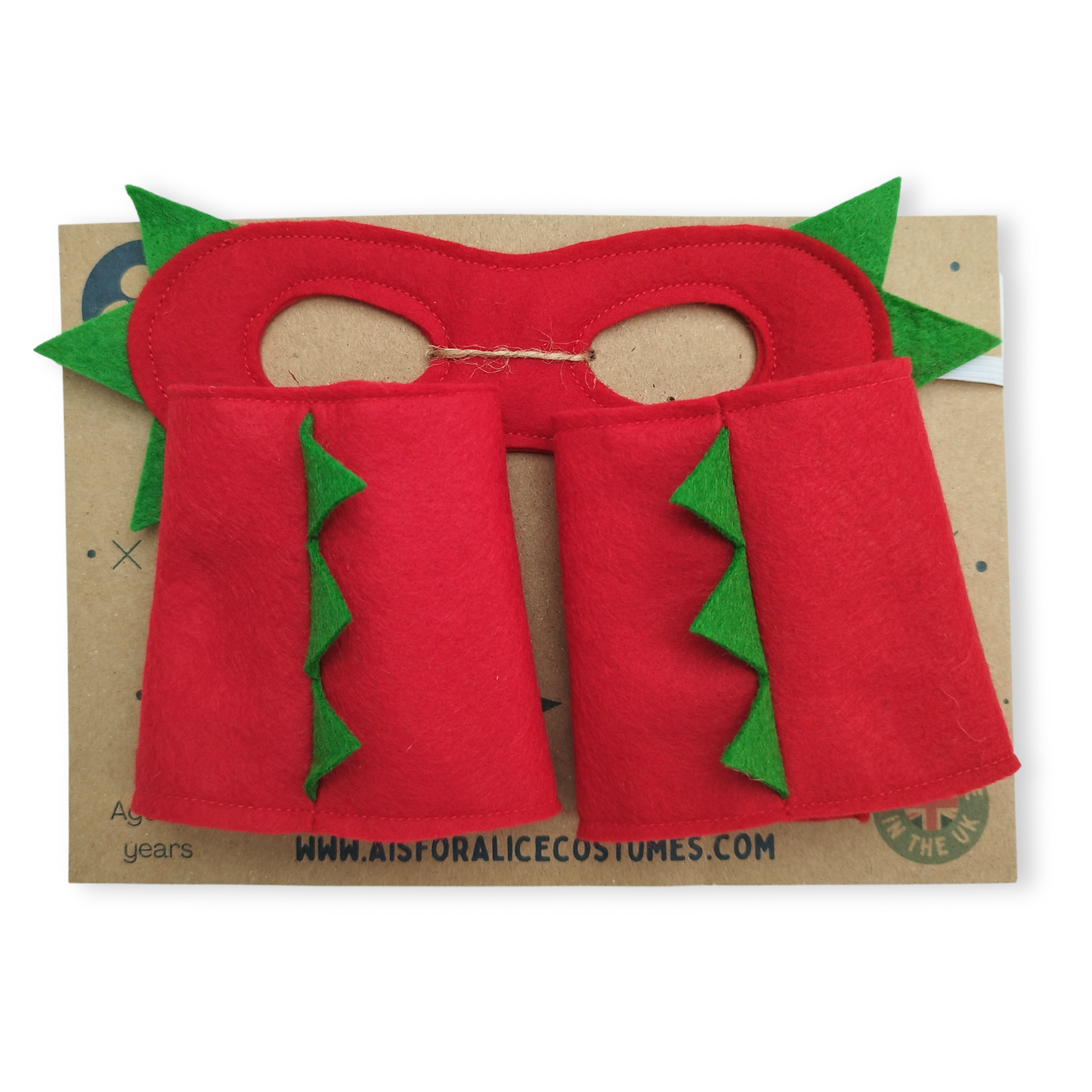 Set met verkleedmasker en manchetten - draak