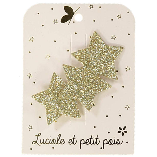 Haarclip met drie sterren - Gold glitter