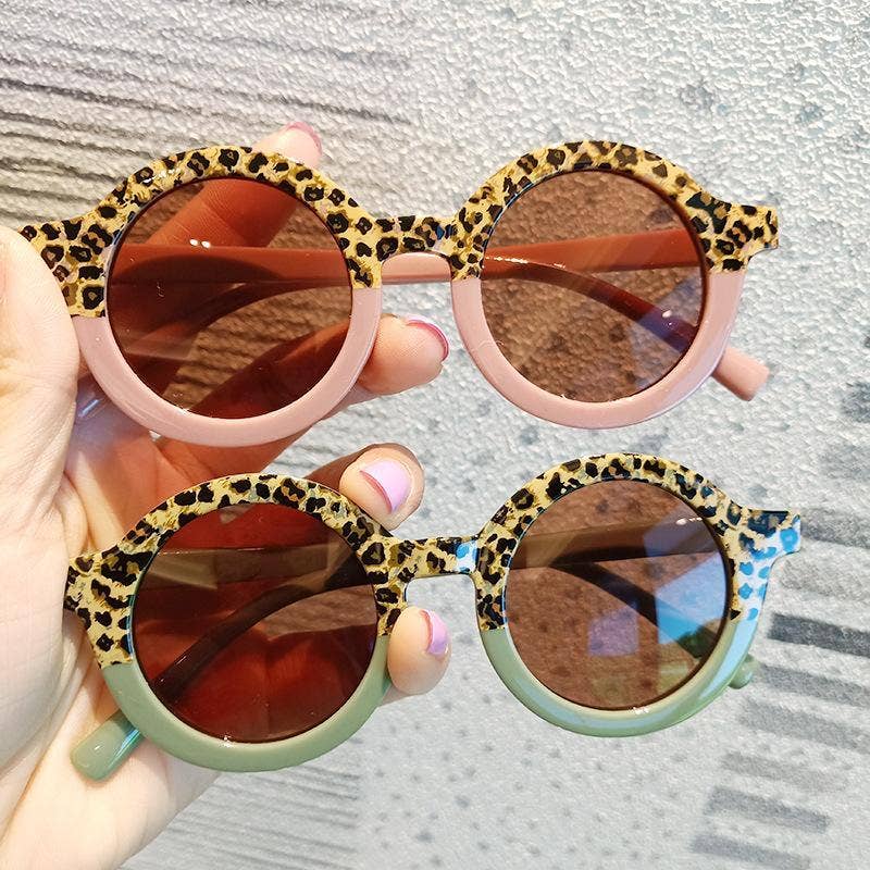 Children's sunglasses - Round frame leopard and color