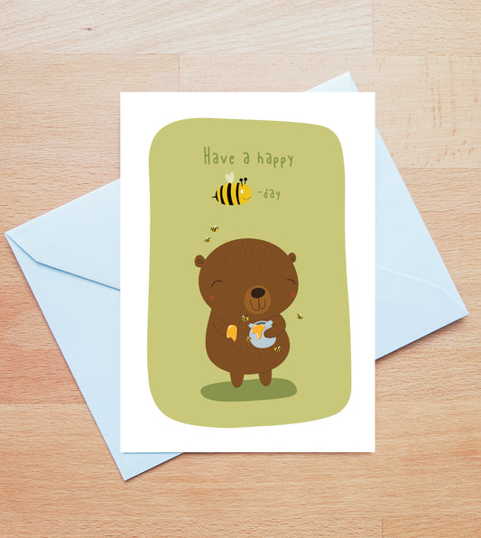 Wenskaart - happy bee-day