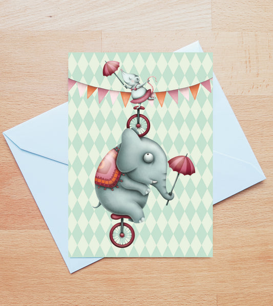 Wenskaart - circusdieren