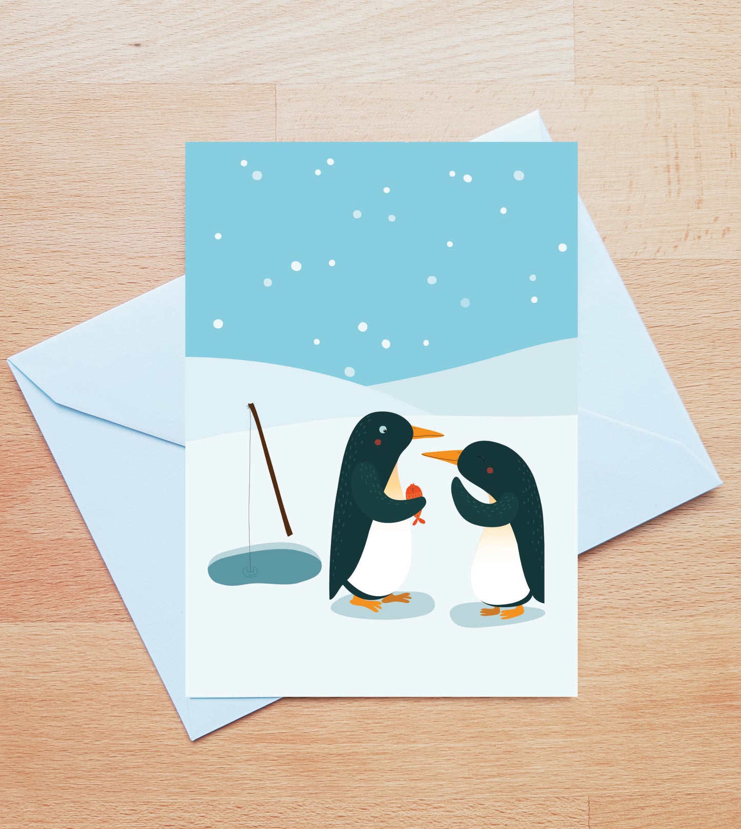 Wenskaart - pinguïns