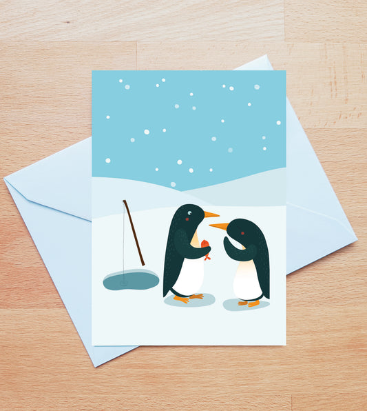 Wenskaart - pinguïns